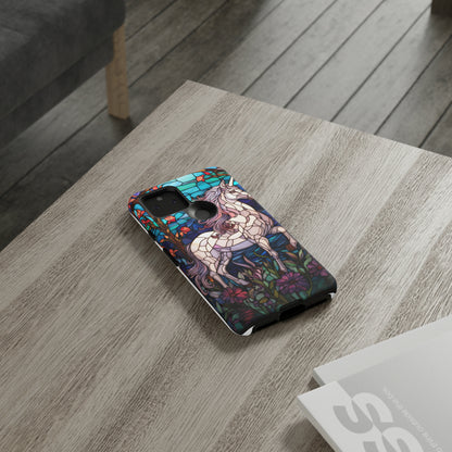 Unicorn Stained Glass iPhone, iPhone Case Retro Samsung Galaxy Phone Tough Case iPhone 15 14 Plus 13 12 7 8 Se Hippie Boho Style