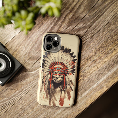 Proud Heritage: Native American Chief Headdress | Iconic Tribal iPhone Case for Models 11 through 14 Pro Max