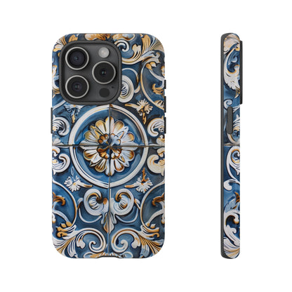 Azulejo Porcelain Blue & Creamy White Tile Mediterranean Design Phone Case