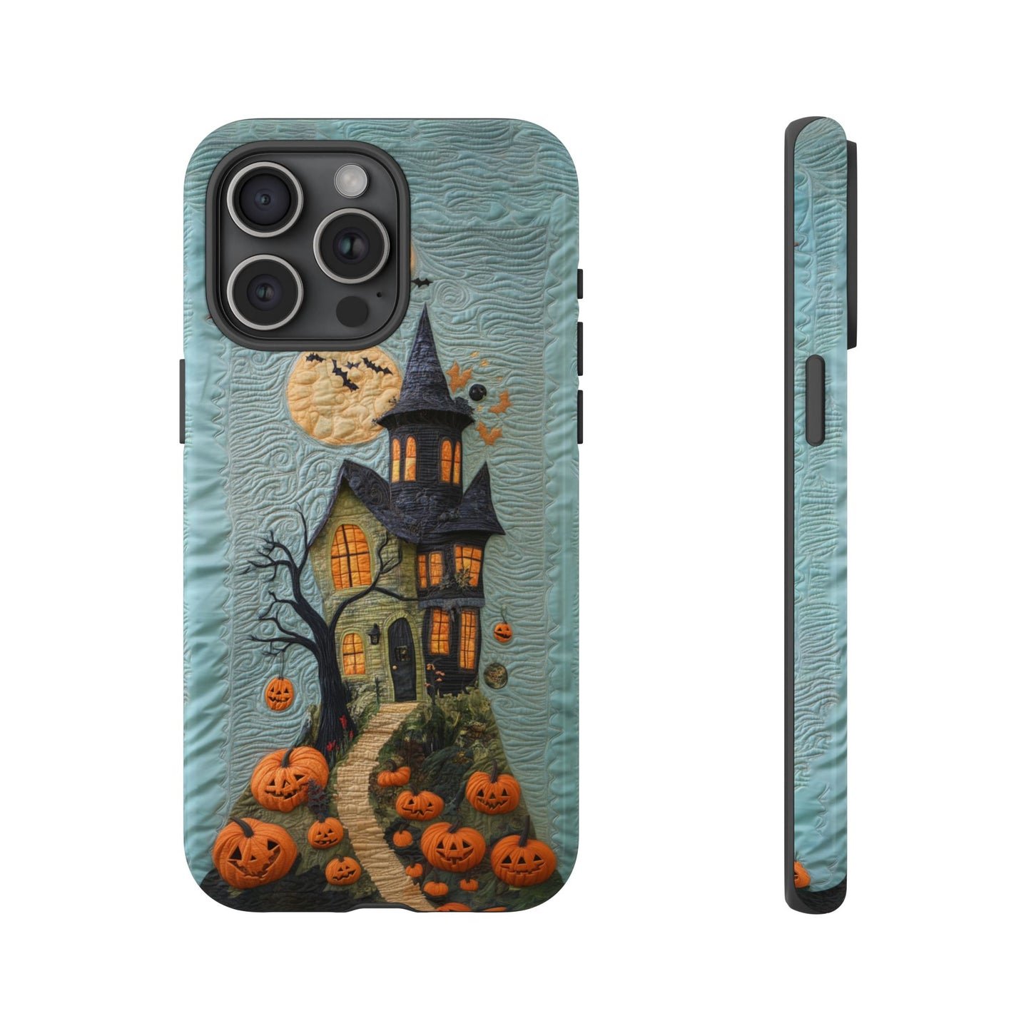 Halloween Haunted House Vintage Embroidery Style Phone Cover