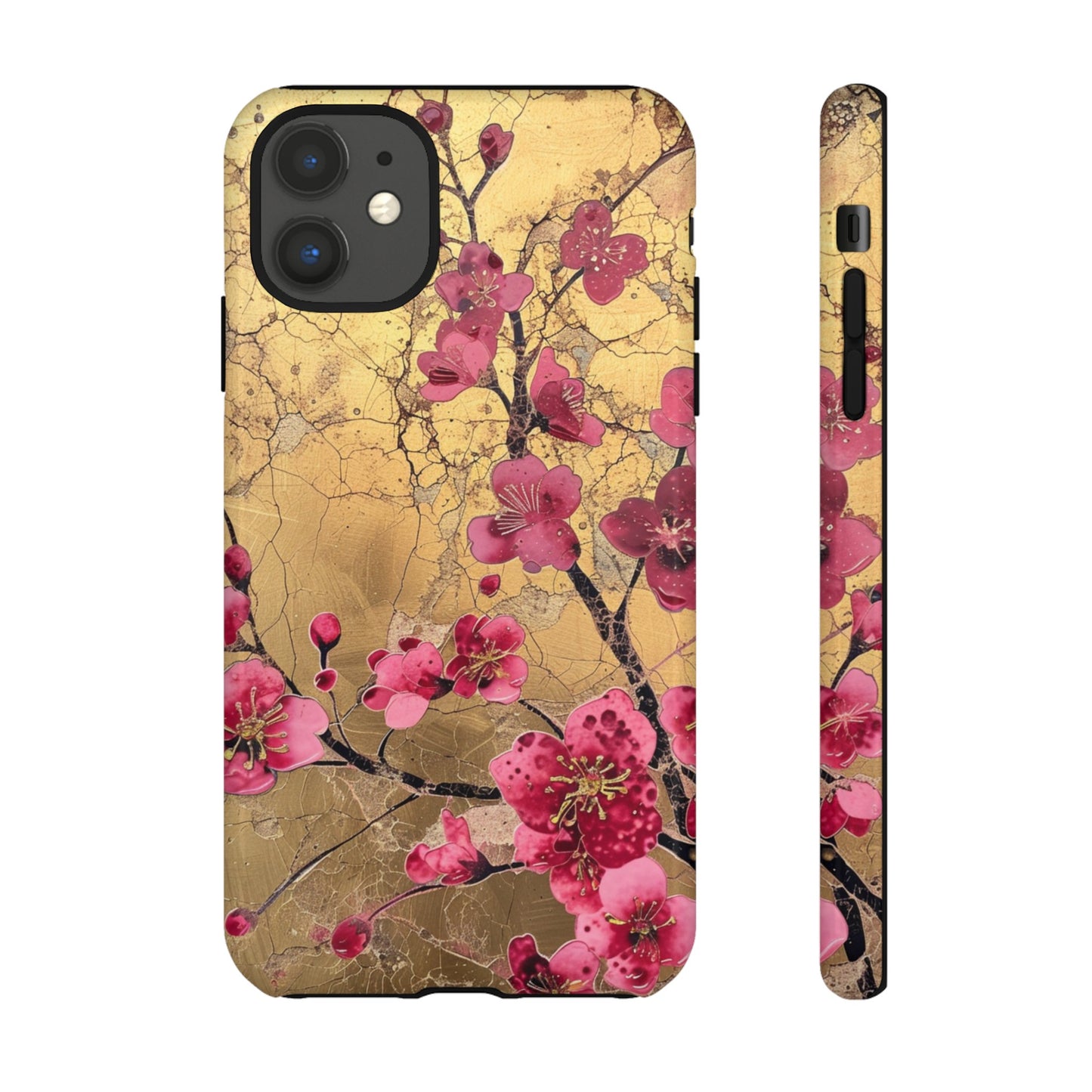 Pink Forget Me Nots Gold Floral Phone Case