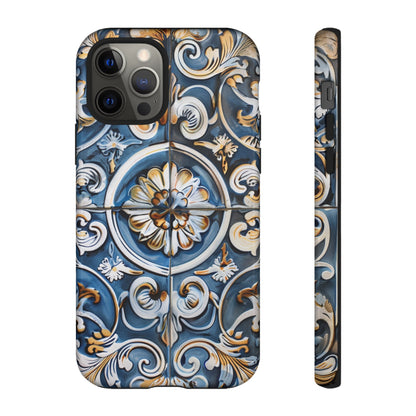 Azulejo Porcelain Blue & Creamy White Tile Mediterranean Design Phone Case