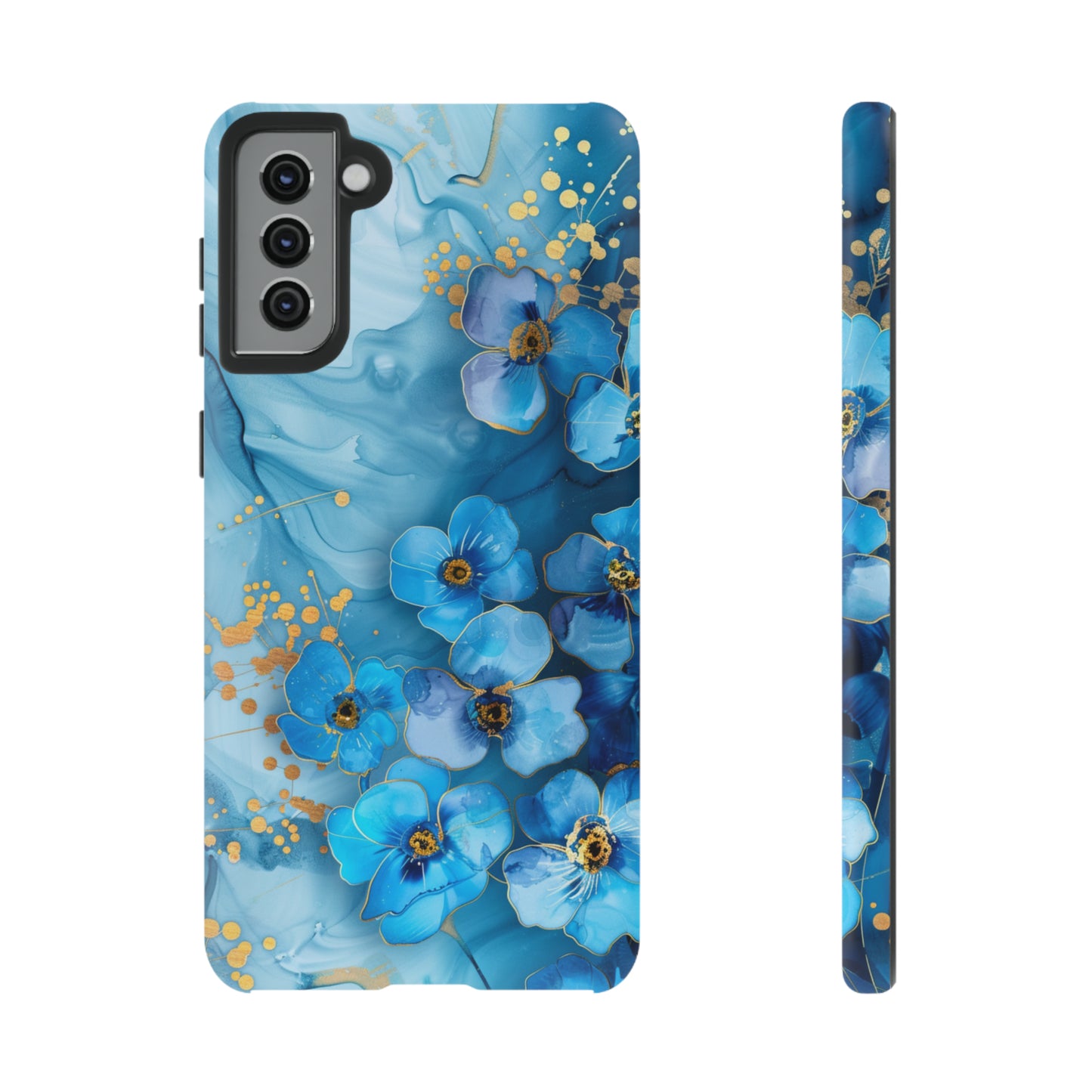 Forget Me Nots Gold Color Splash Floral Design Phone Case