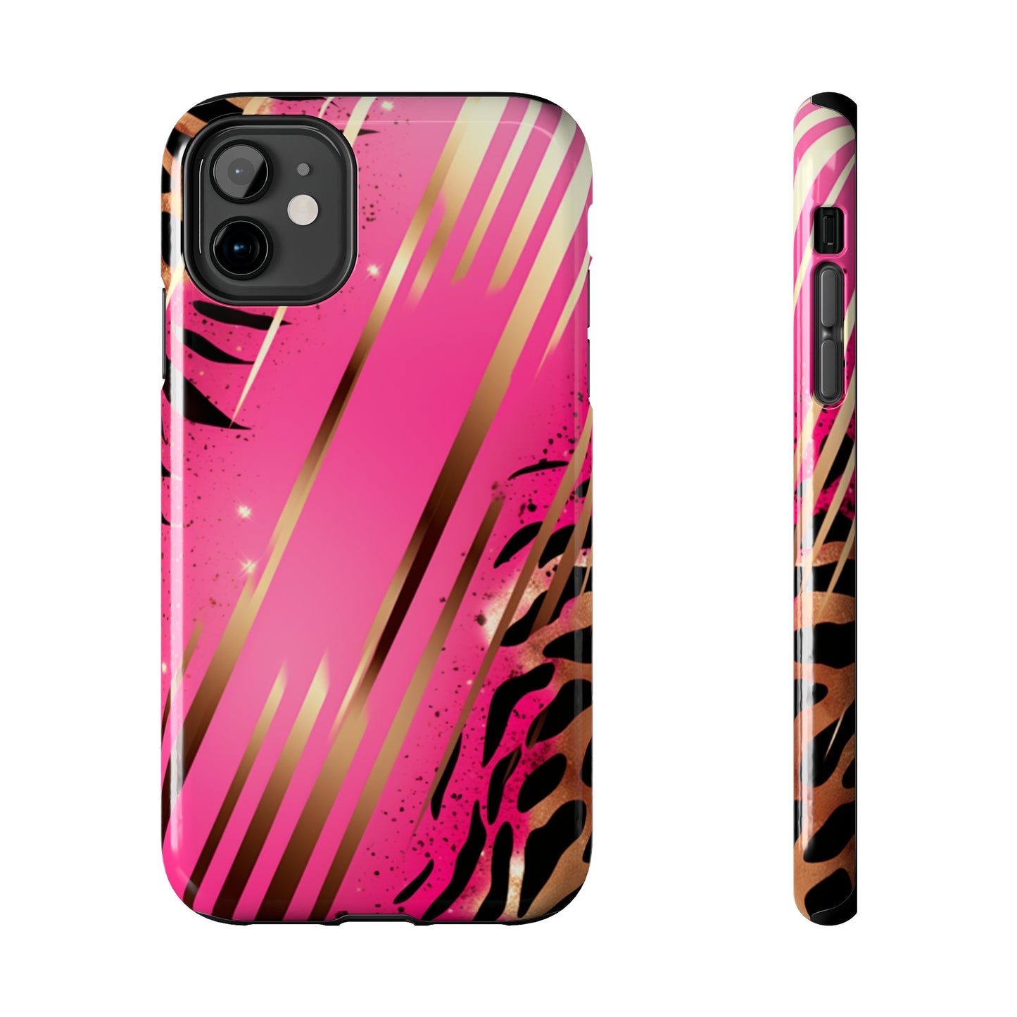 Elegant Wilderness: Pink & Gold Tiger Stripes | Mesmerizing Lush iPhone Case