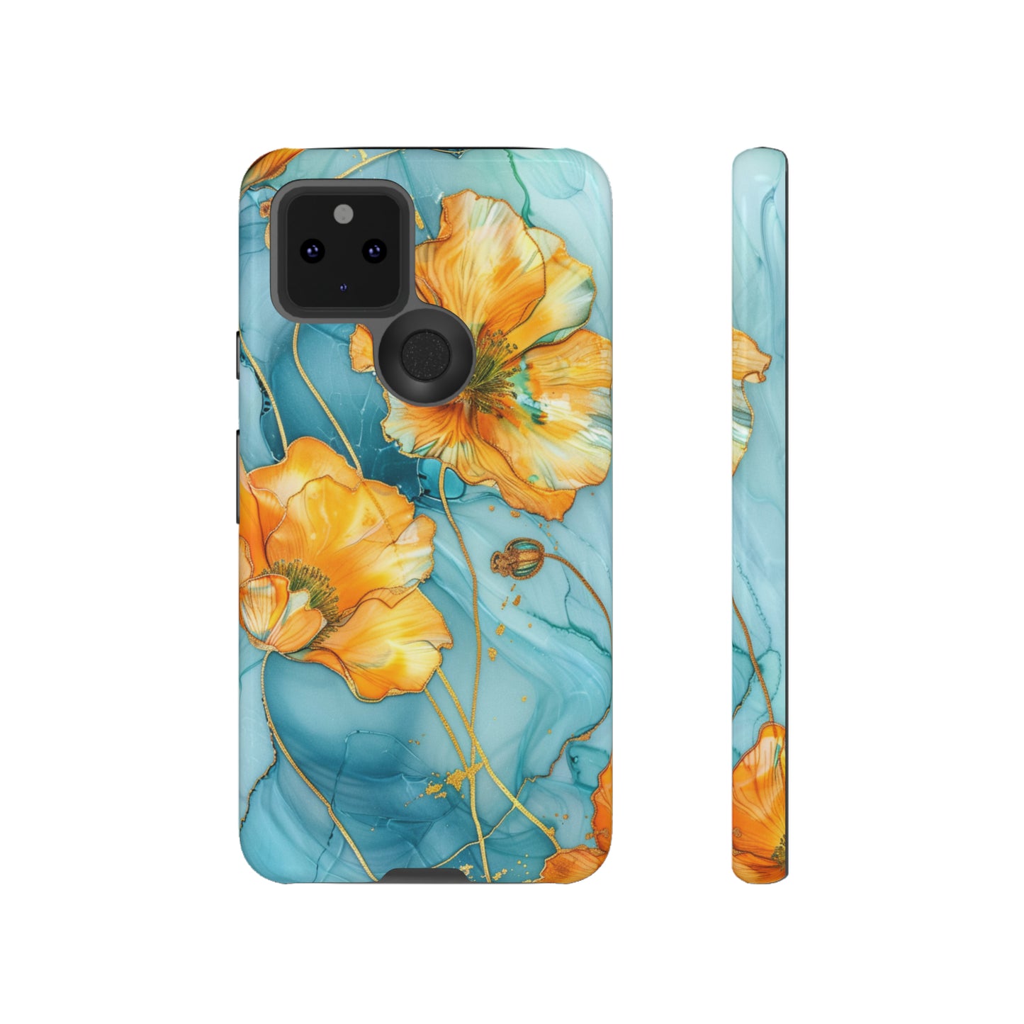 Gold Poppies Color Splash Floral Design Phone Case