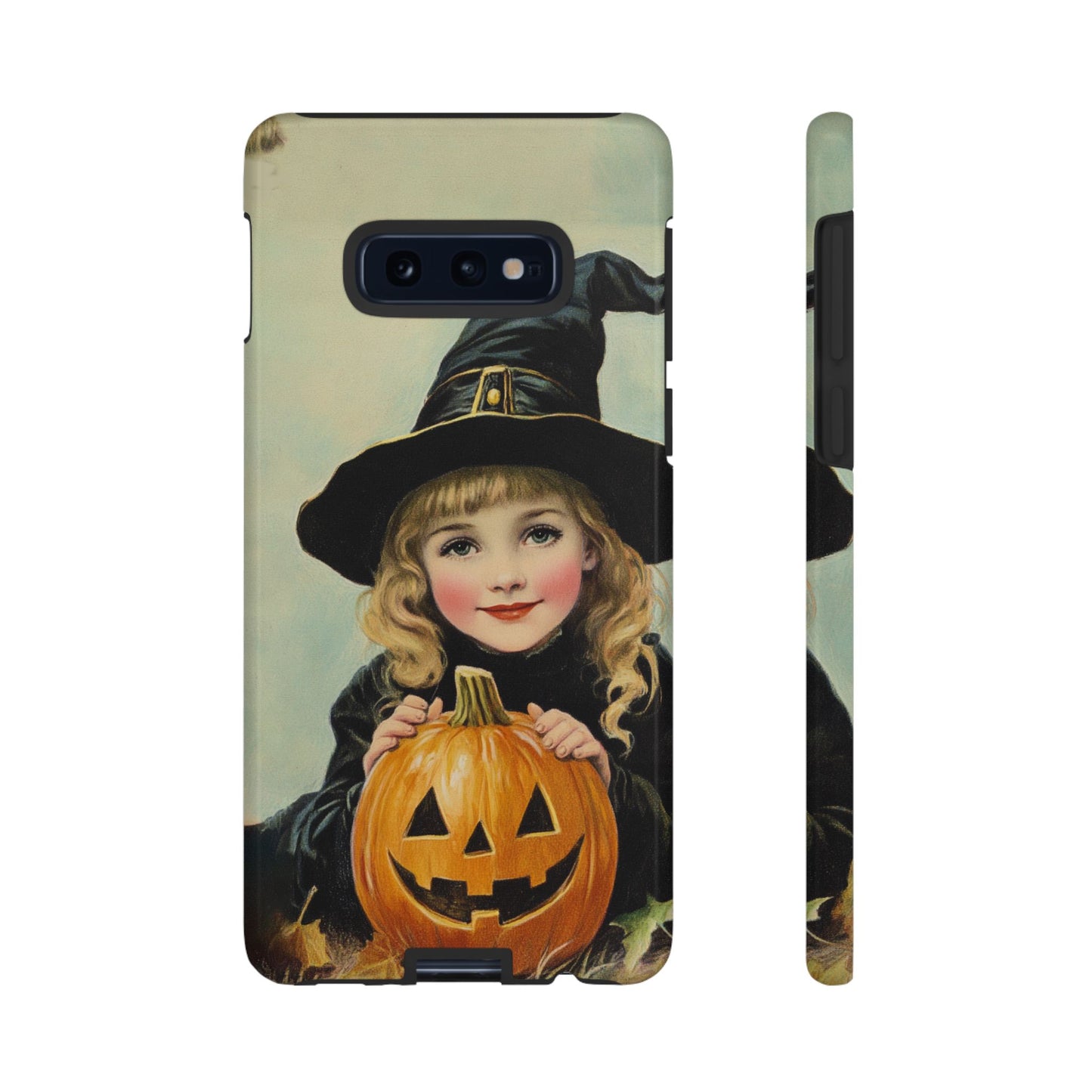 Vintage Halloween Card Witch and Jack-o'-lantern Phone Cover