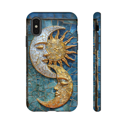 Boho Sun and Moon Mosaic Tile Stained Glass Phone Case