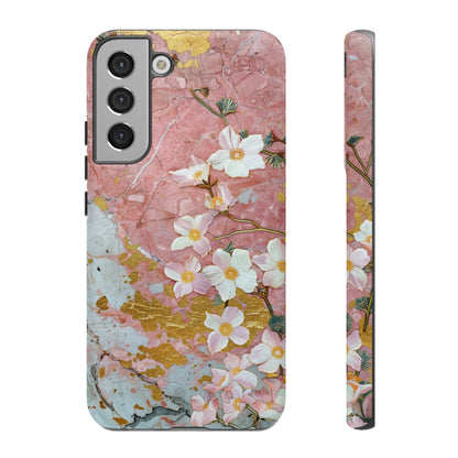 Pink Forget Me Nots Gold Floral Phone Case