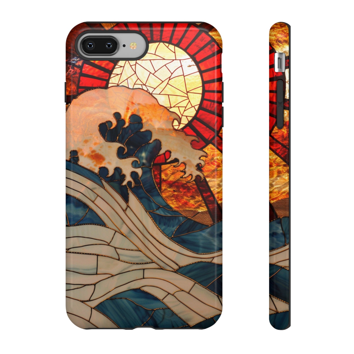 Japanese Rising Sun Phone Case Stained Glass Ocean Wave