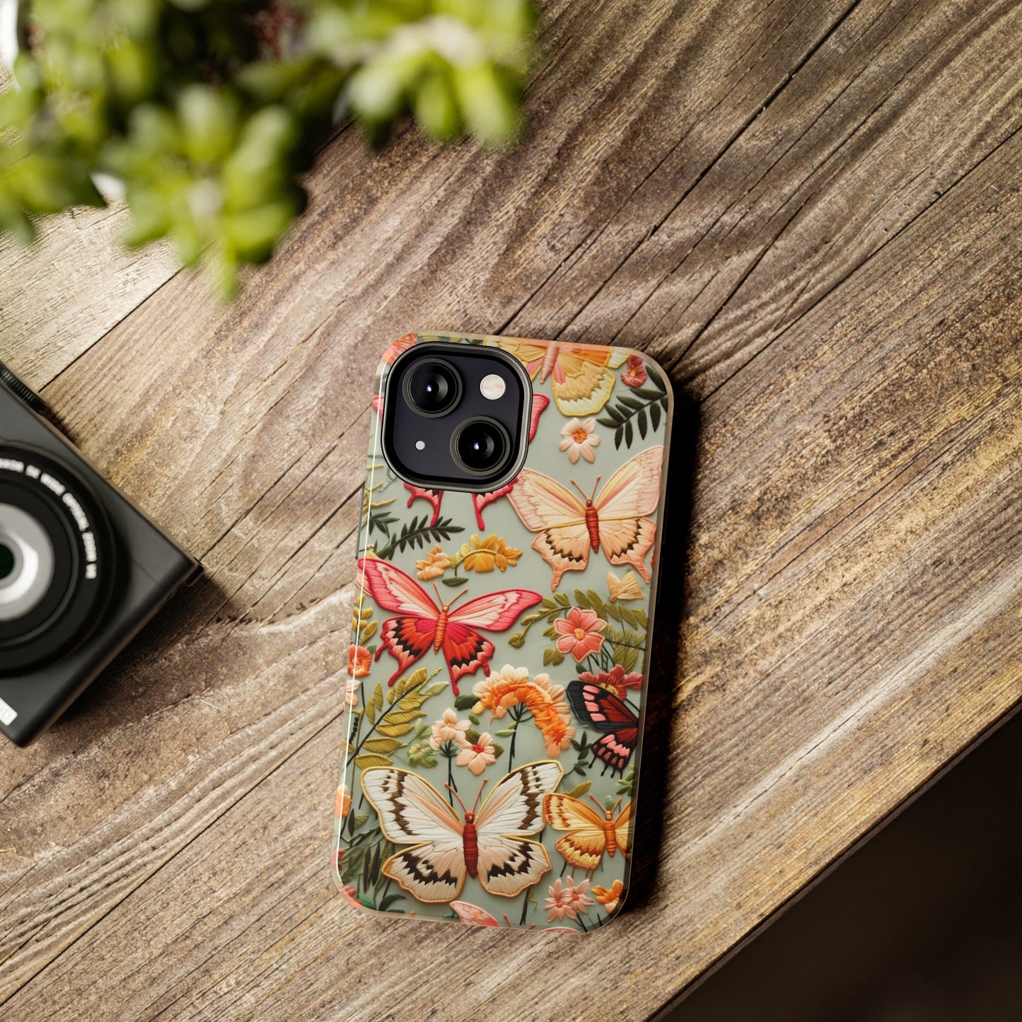 Embroidery Butterflies iPhone Case | Whimsical Elegance and Nature's Beauty in Handcrafted Detail