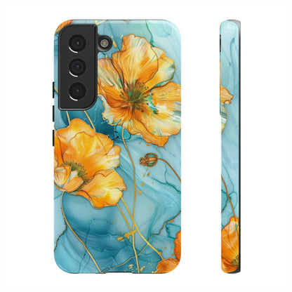 Gold Poppies Color Splash Floral Design Phone Case