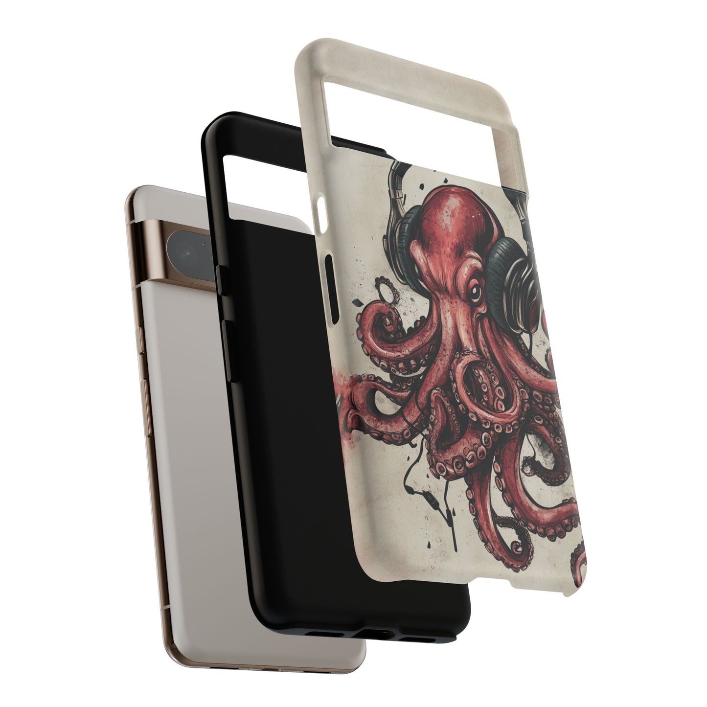 Retro Style Japanese Octopus Listening to Headphones Phone Cover