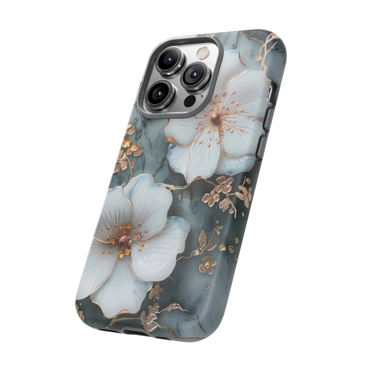 White Flower on Marble Stone  Phone Case