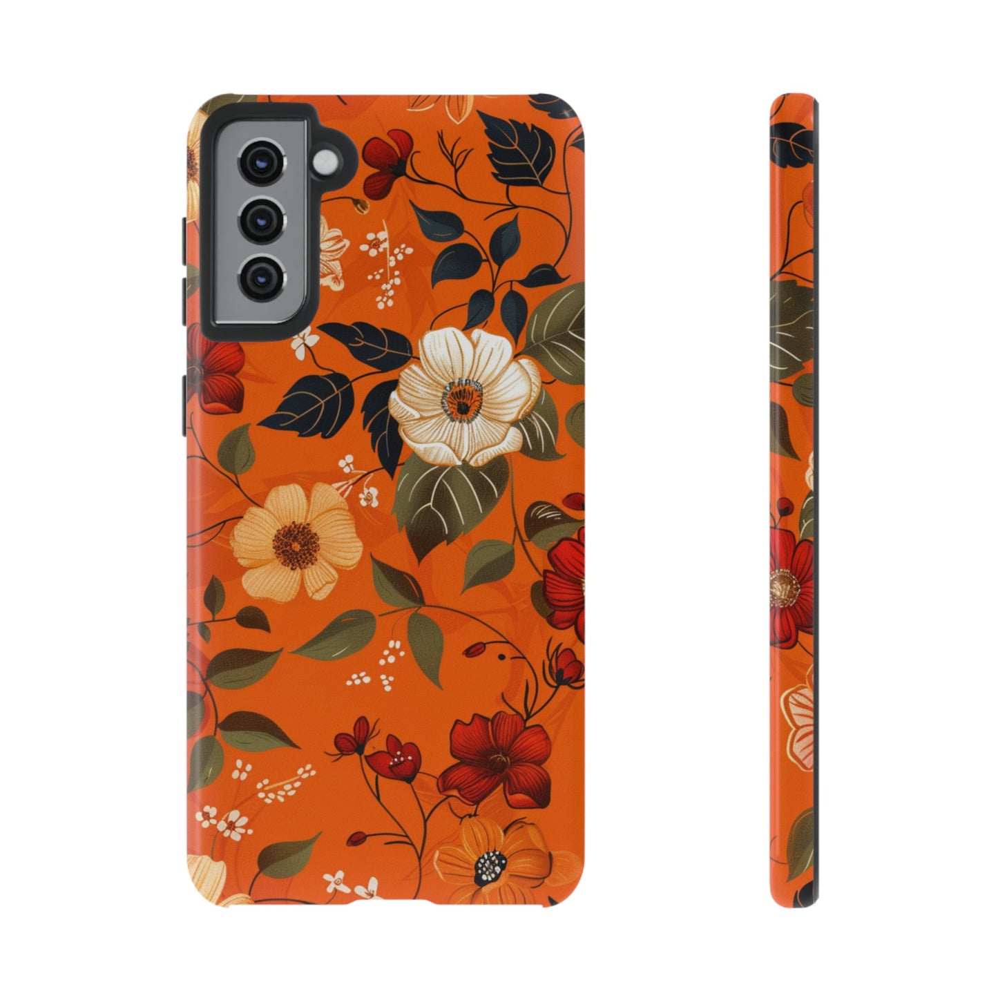 Orange Floral Phone Tough Case