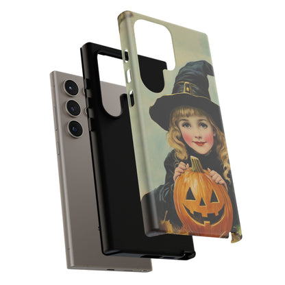 Vintage Halloween Card Witch and Jack-o'-lantern Phone Cover