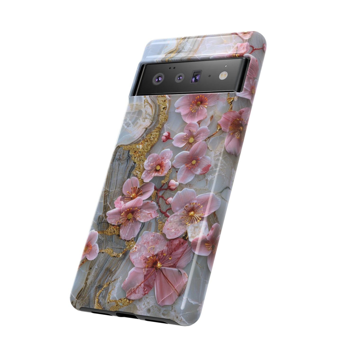 Pink Forget Me Nots Gold Floral Phone Case