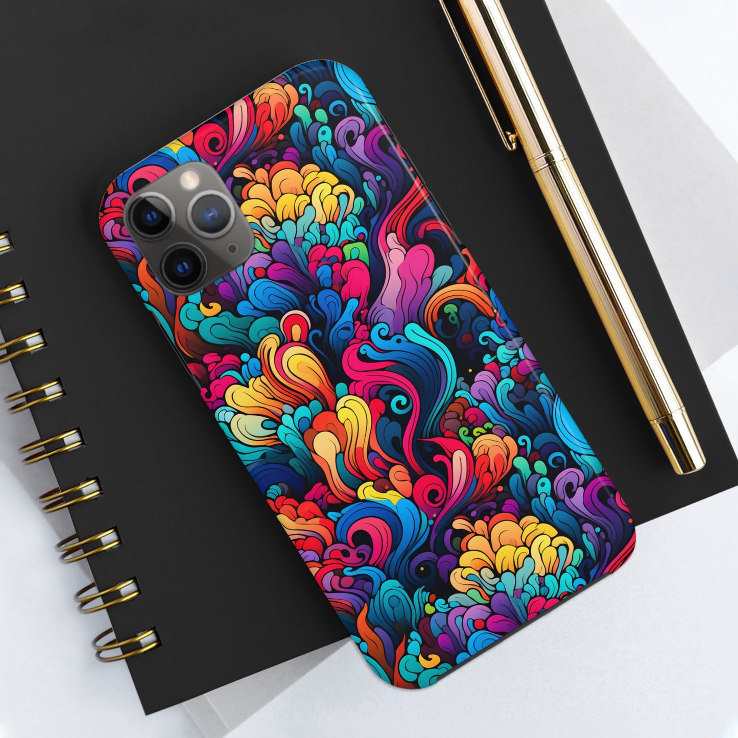 Psychedelic Rainbow Tough iPhone Case | Embrace Vibrant Style and Reliable Protection