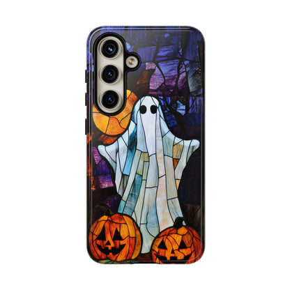 Stained Glass Halloween Ghost and Jack-o'-Lanterns Phone Cover