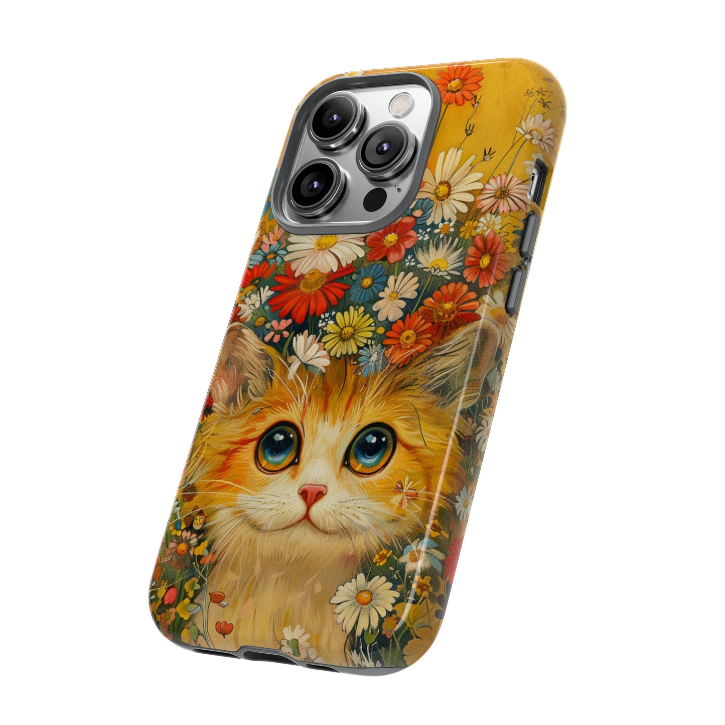 Cute Cat in Floral Garden Phone Case