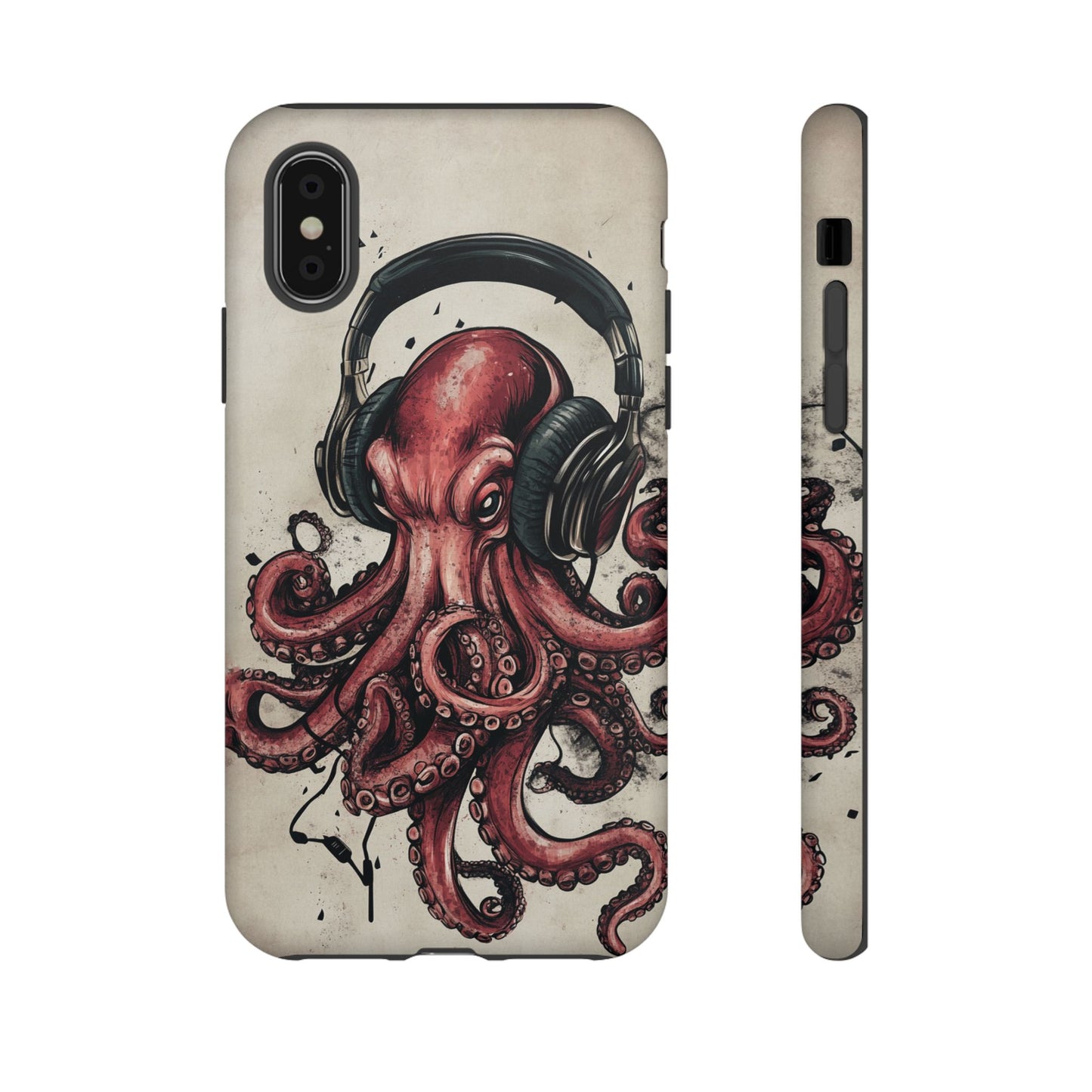 Retro Style Japanese Octopus Listening to Headphones Phone Cover