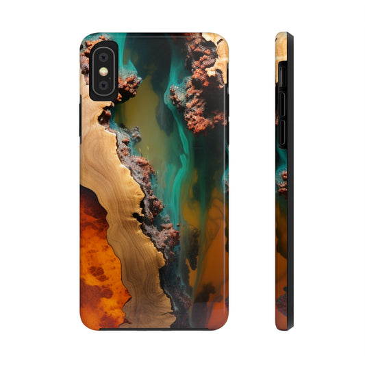 Faux Wood and Colorful Epoxy iPhone Case