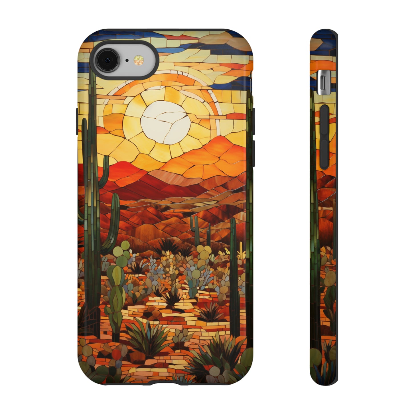 Desert Sunset Cactus Mosaic Tile