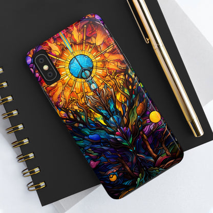 Stained Glass Tough iPhone Case | Trippy Psychedelic Colorful Flowers Floral Aesthetic Retro iPhone 14 Plus 13 12 7 8 Se Trendy Hippie Boho