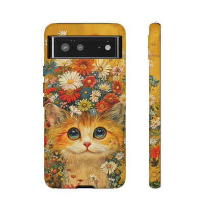 Cute Cat in Floral Garden Phone Case