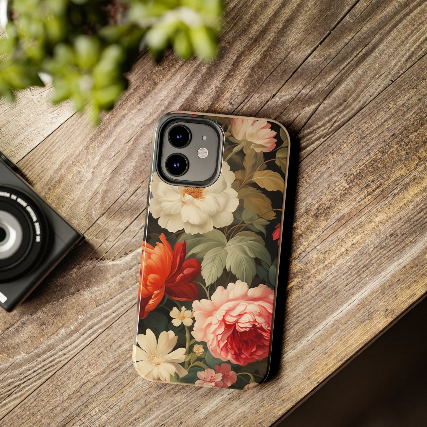 Vintage Floral Aesthetic Phone Tough Case | Antique Elegance for iPhone 11, 12, 13, 14