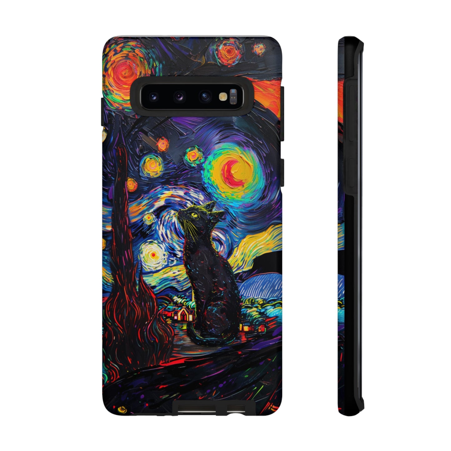 Starry Night Black Cat Van Gogh Painting Art Phone Case