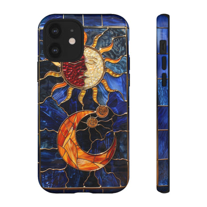 Celestial Stained Glass Moon and Stars iPhone 15 Case