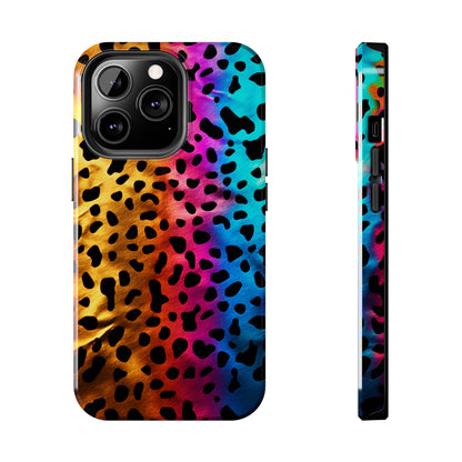 Kaleidoscopic Wild: Psychedelic Rainbow Leopard Print | Dazzling iPhone Case