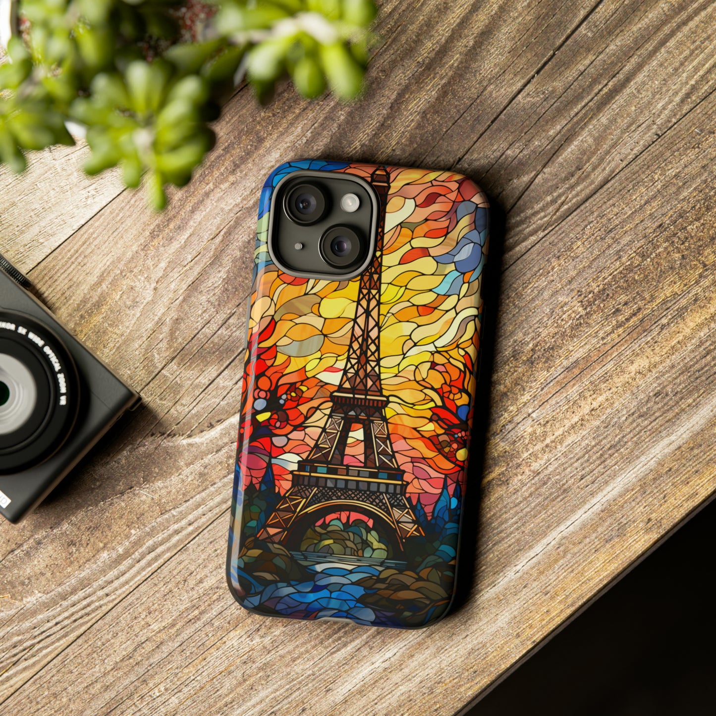 Parisian Elegance: Stained Glass Eiffel Tower | Artistic Flair iPhone Case for iPhone Models 11 through 14 Pro Max, Samsung Galaxy, and Google Pixel