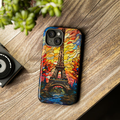 Parisian Elegance: Stained Glass Eiffel Tower | Artistic Flair iPhone Case for iPhone Models 11 through 14 Pro Max, Samsung Galaxy, and Google Pixel