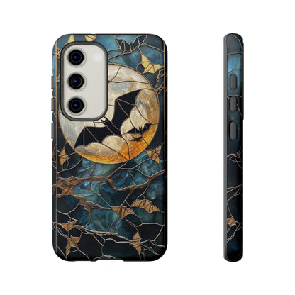 Halloween Phone Case Bats Stained Glass Style Spooky Moon Phone Cover