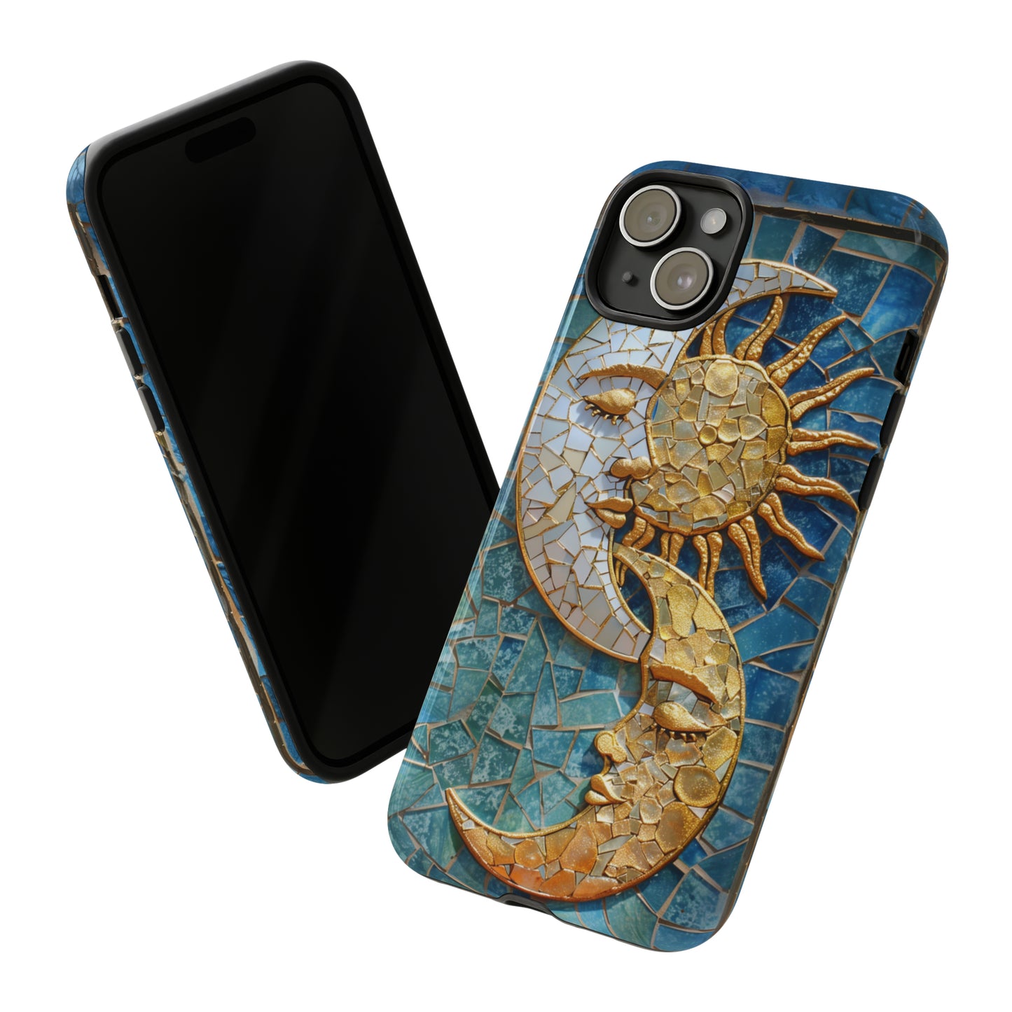 Boho Sun and Moon Mosaic Tile Stained Glass Phone Case