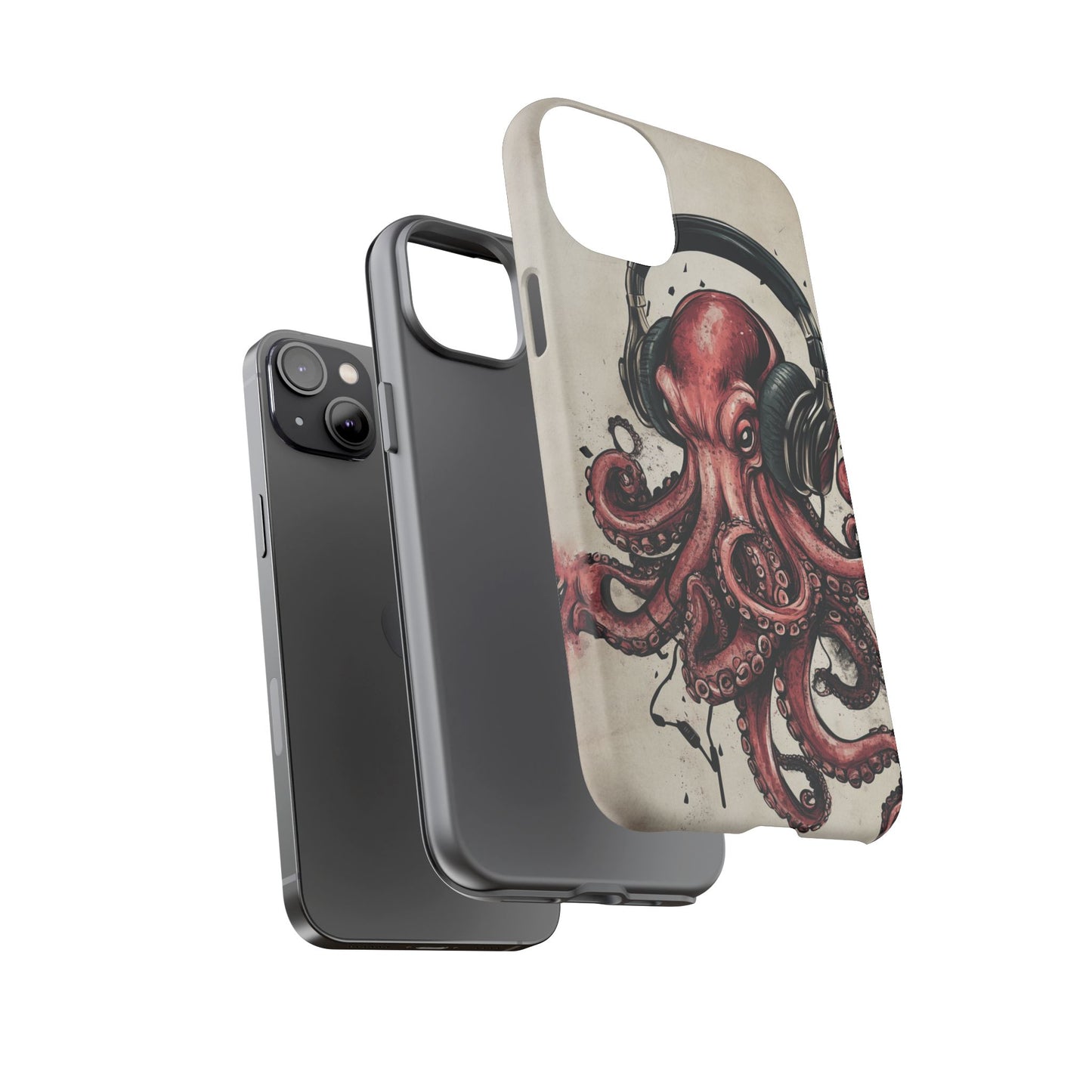 Retro Style Japanese Octopus Listening to Headphones Phone Cover