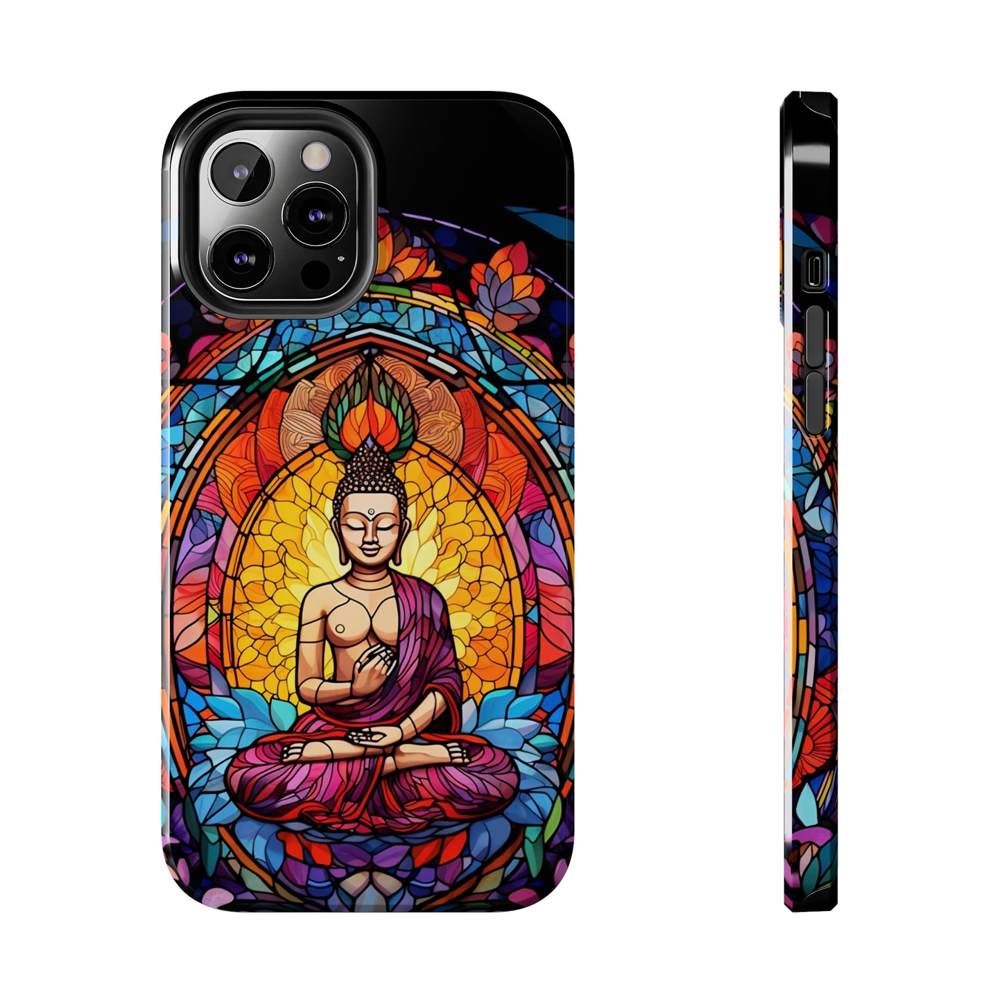 Stained Glass Magic iPhone Case: Psychedelic Tibet Buddha Mandala | iPhone 13 Case Mystical Tibetan Artistry