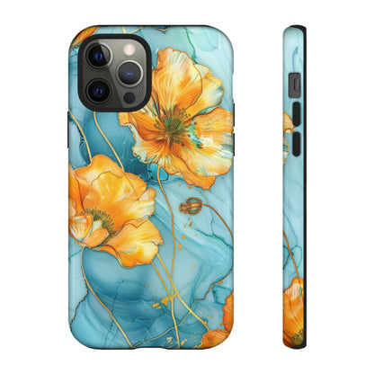 Gold Poppies Color Splash Floral Design Phone Case