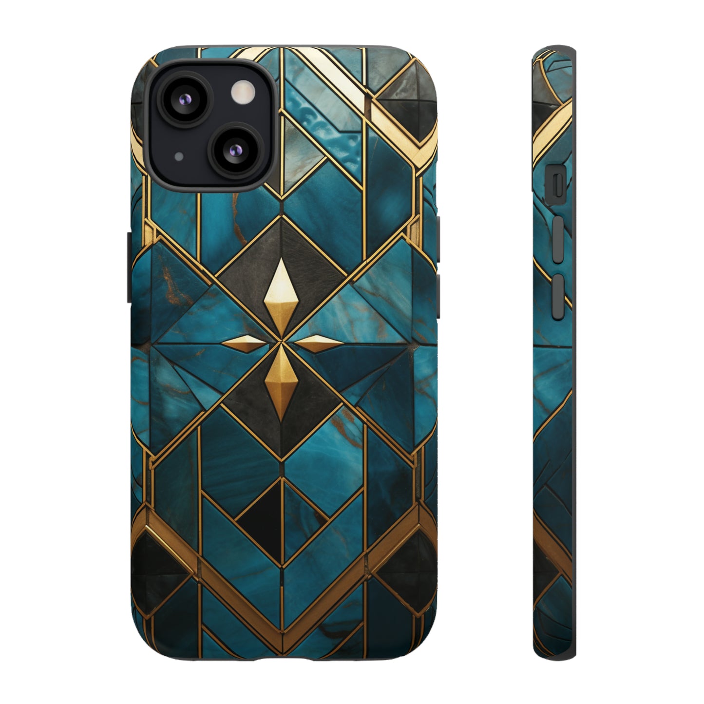 Gold and Blue Marble Mosaic Phone Case