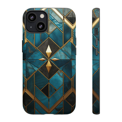 Gold and Blue Marble Mosaic Phone Case