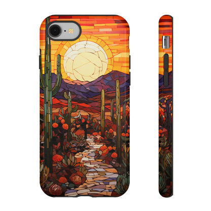 Desert Sunset Cactus Mosaic Tile