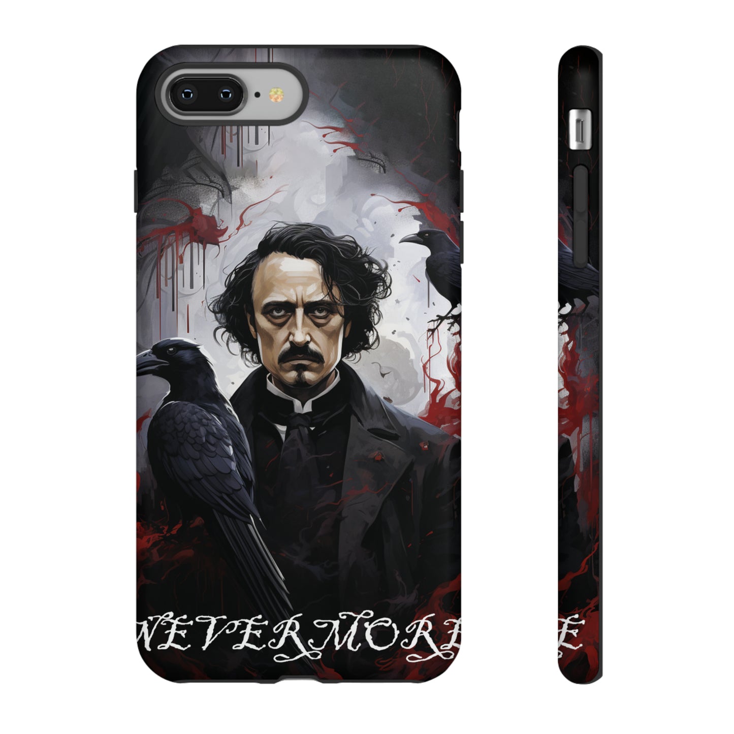 Nevermore Edgar Allen Poe, gothic Raven, Retro Samsung Galaxy Phone iPhone 15, 14 Plus 13 12 7 8 Se Horror Dark Academia Style goth Vibe