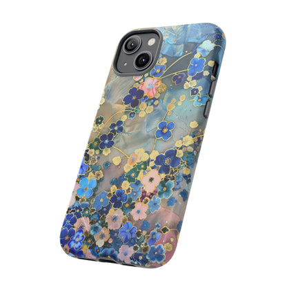 Forget Me Nots Gold Color Splash Floral Design Phone Case