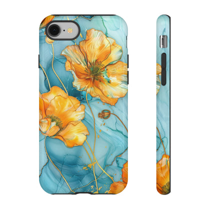 Gold Poppies Color Splash Floral Design Phone Case