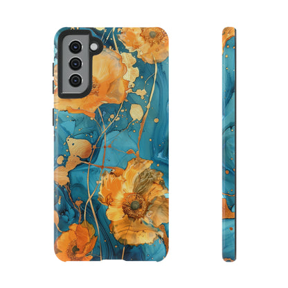 Gold Poppies Color Splash Floral Design Phone Case