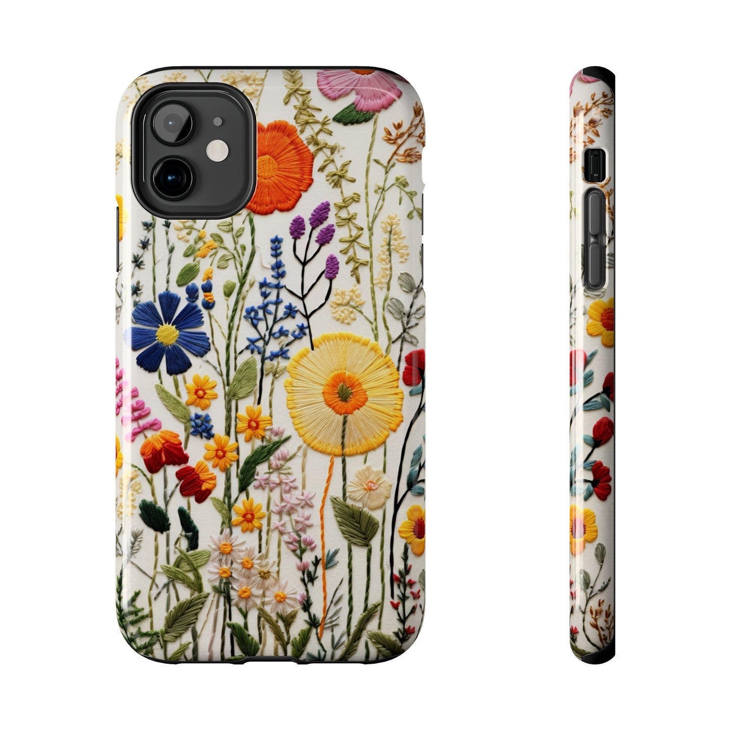 Wildflowers Floral Embroidery iPhone Case