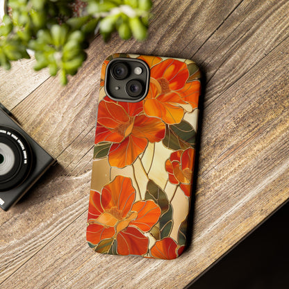 Orange Floral Phone Case Stained Glass Flower Aesthetic