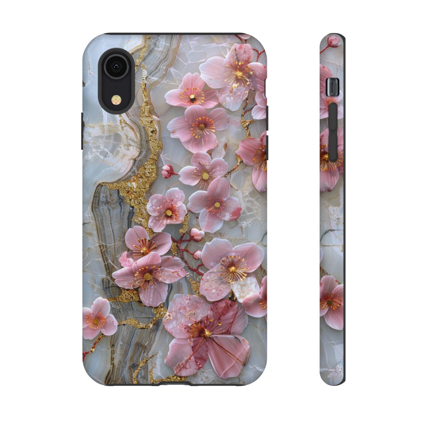 Pink Forget Me Nots Gold Floral Phone Case