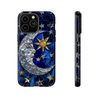 Cosmic Moon & Stars Stained Glass Starry Night Phone Case